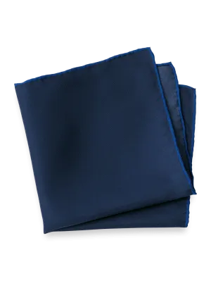 Solid Silk Pocket Square - Navy