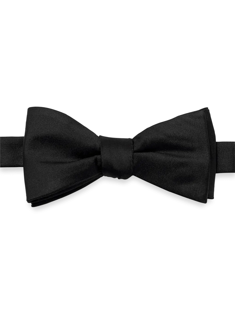 Solid Woven Silk Pre-Tied Bow Tie - Black