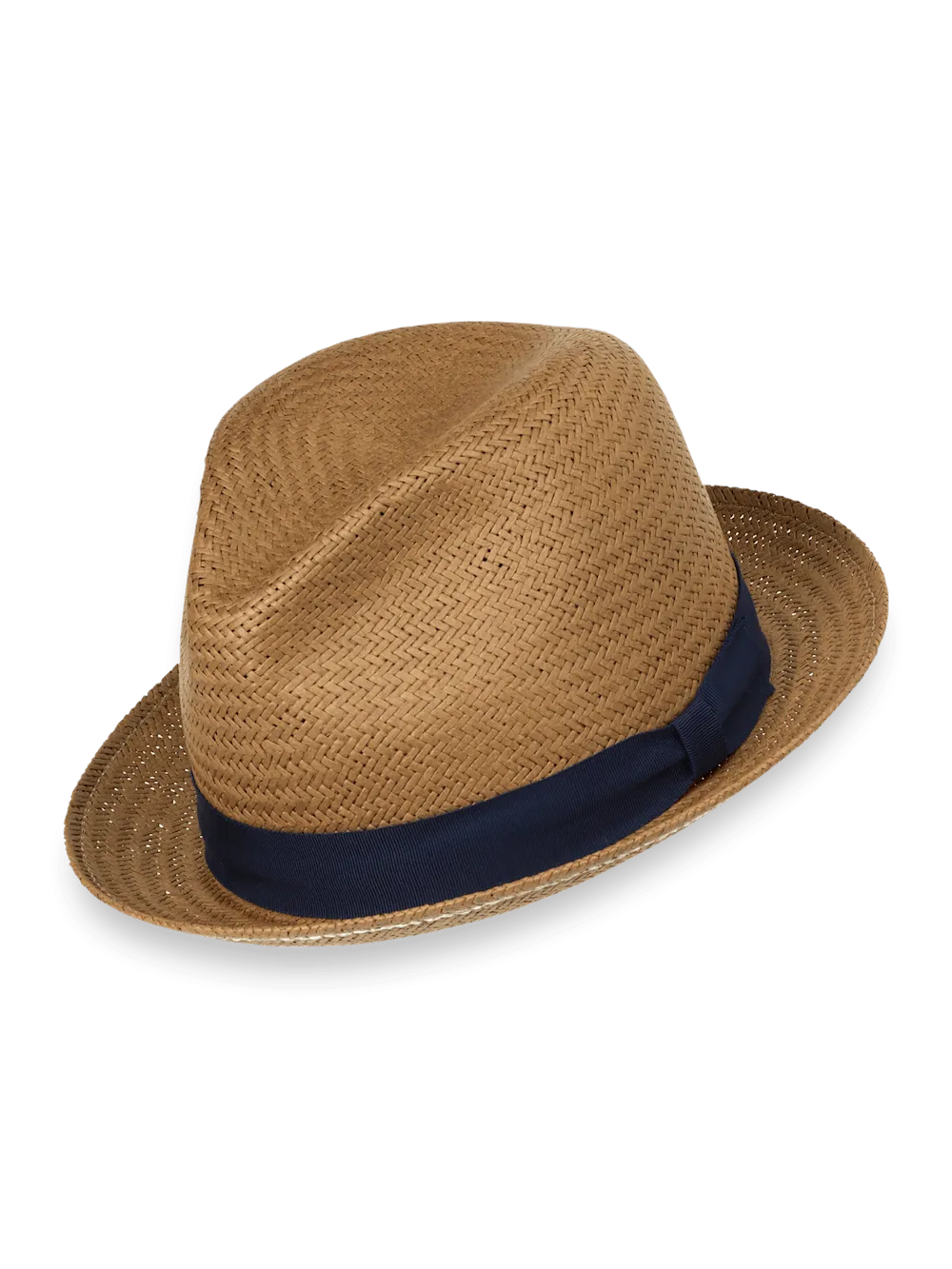Straw Fedora With Ribbon Band - Tan