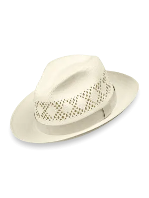 Straw Fedora With Suede Band - Ivory