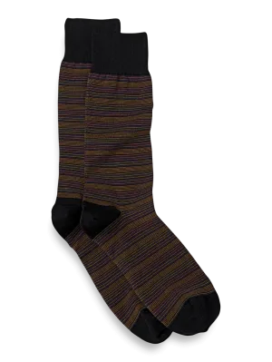 Stripe Cotton Blend Sock - Black Multi