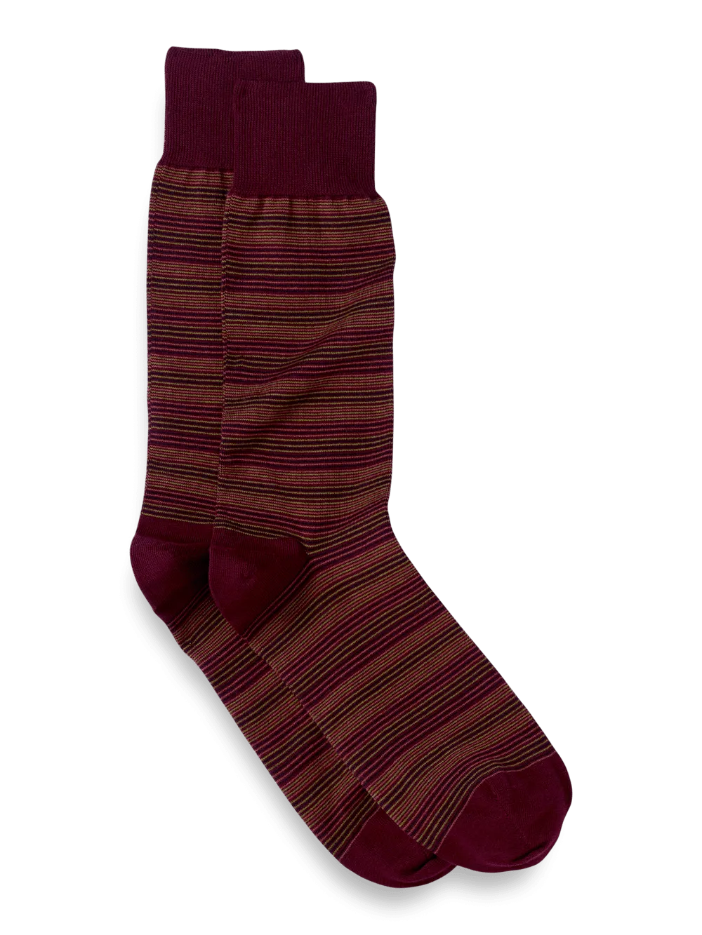Stripe Cotton Blend Sock - Burgundy Multi