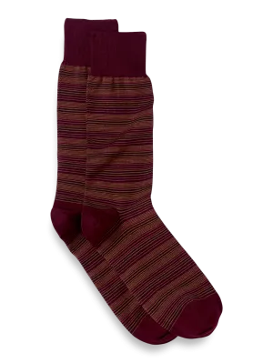 Stripe Cotton Blend Sock - Burgundy Multi