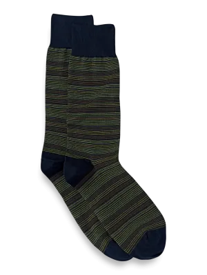 Stripe Cotton Blend Sock - Green Multi