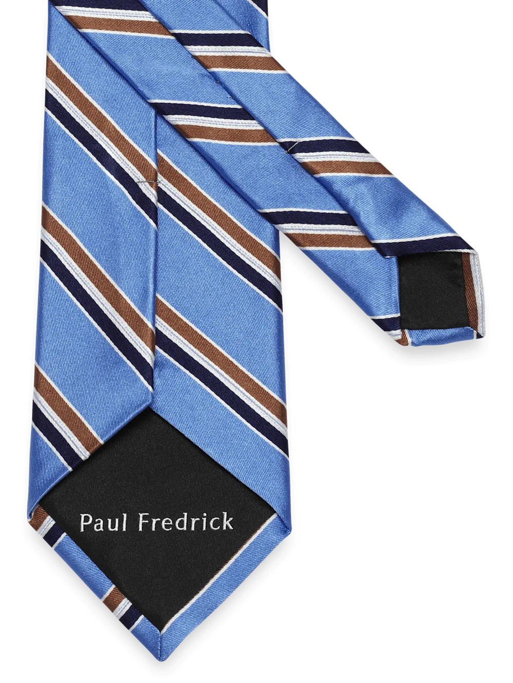 Stripe Woven Silk Tie - Blue/brown