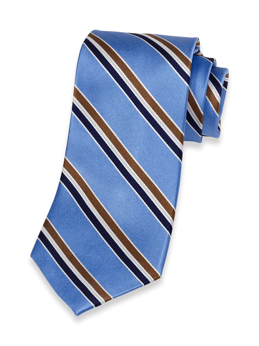 Stripe Woven Silk Tie - Blue/brown