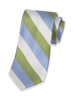 Stripe Woven Silk Tie - Green Multi