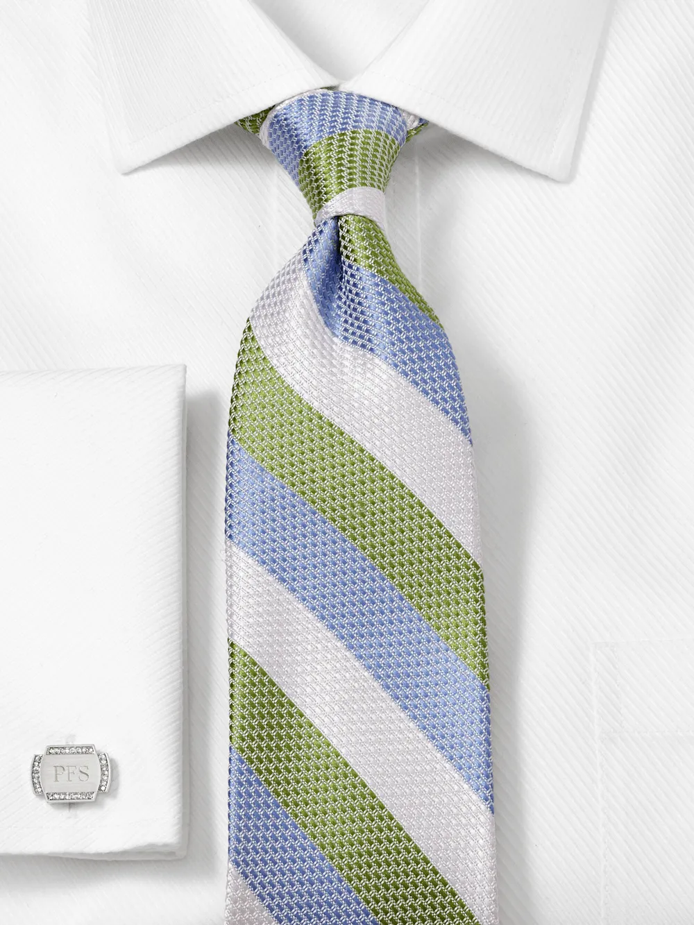 Stripe Woven Silk Tie - Green Multi