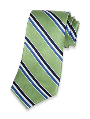 Stripe Woven Silk Tie - Green/blue