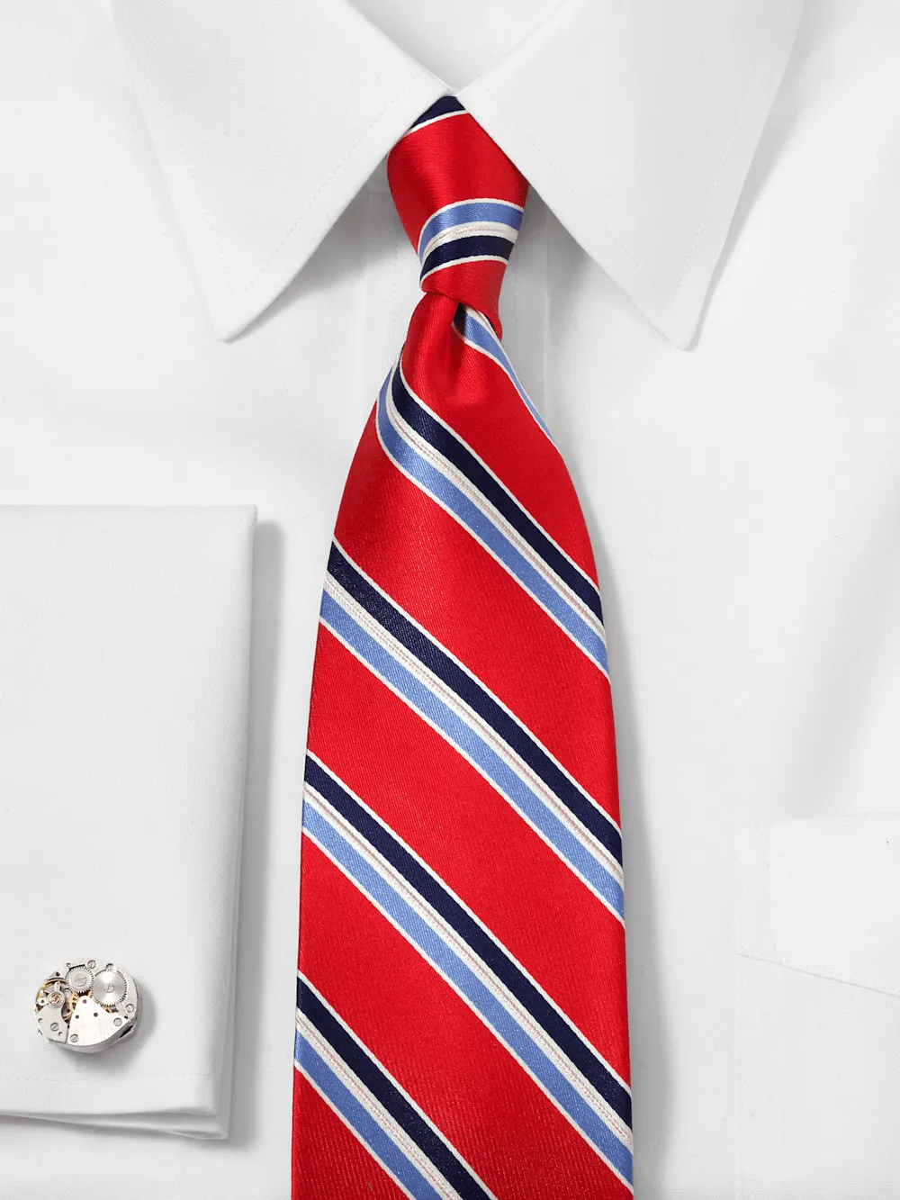 Stripe Woven Silk Tie - Red/blue