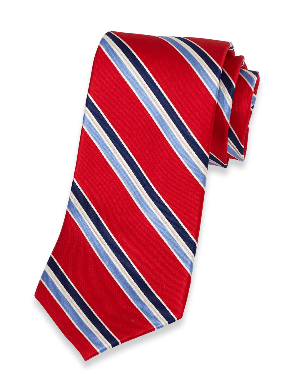 Stripe Woven Silk Tie - Red/blue