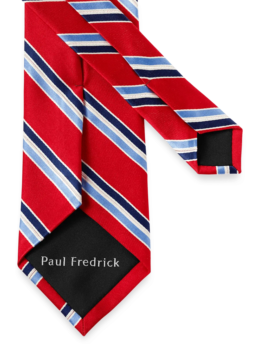 Stripe Woven Silk Tie - Red/blue