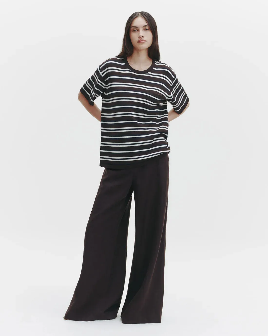 Striped Big Boy Tee in Midnight/Ivory/Dark Chocolate