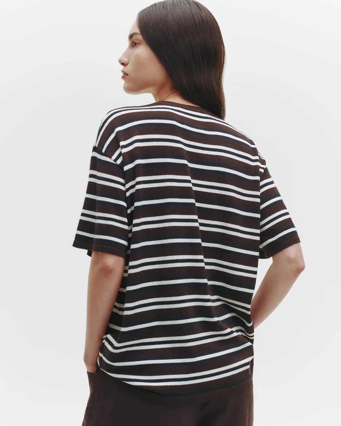 Striped Big Boy Tee in Midnight/Ivory/Dark Chocolate