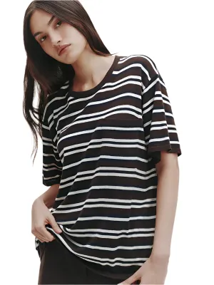 Striped Big Boy Tee in Midnight/Ivory/Dark Chocolate