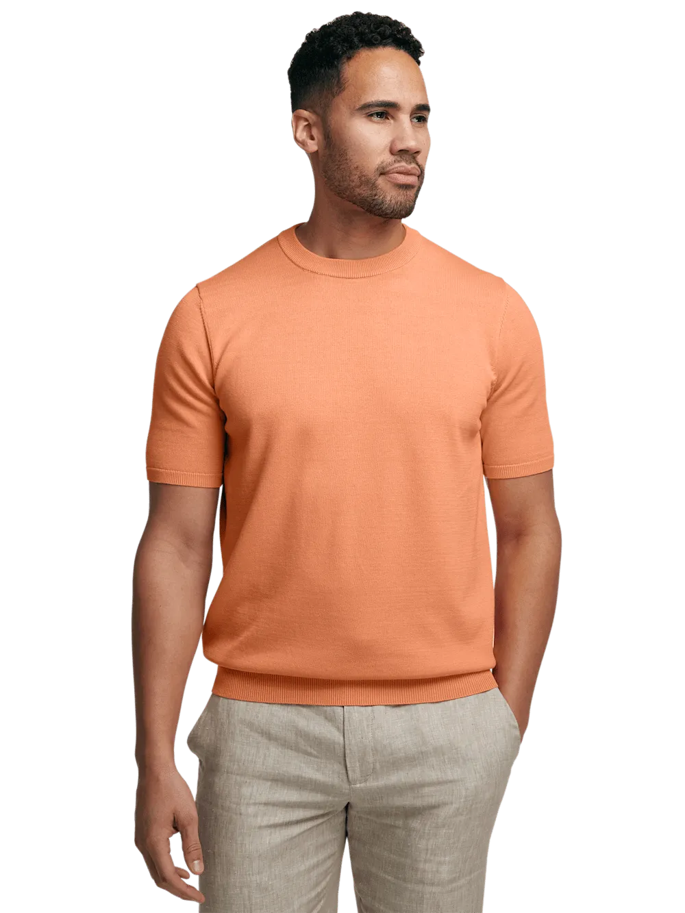 Supima Cotton Crew Neck Sweater - Coral