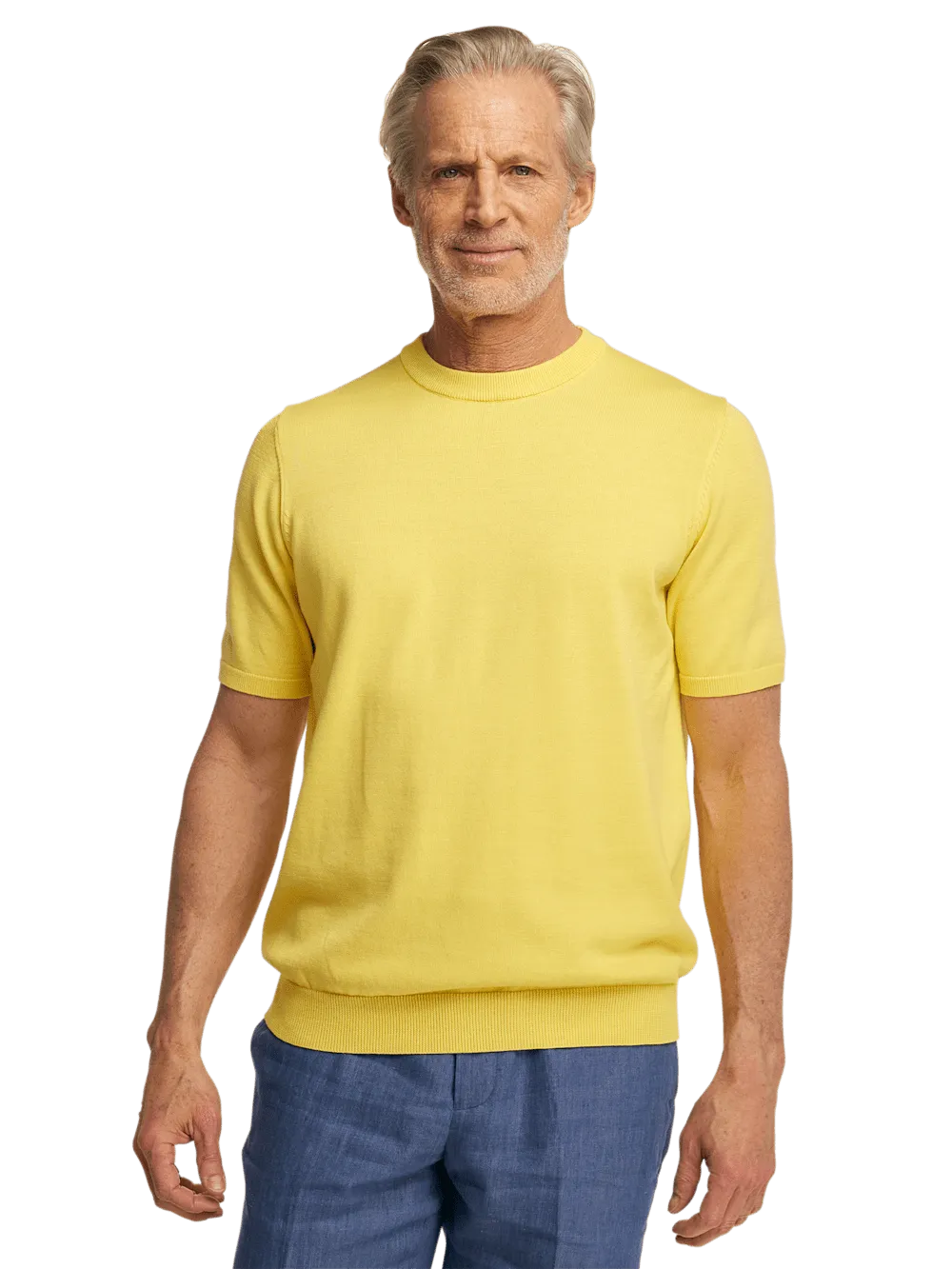 Supima Cotton Crew Neck Sweater - Light Yellow