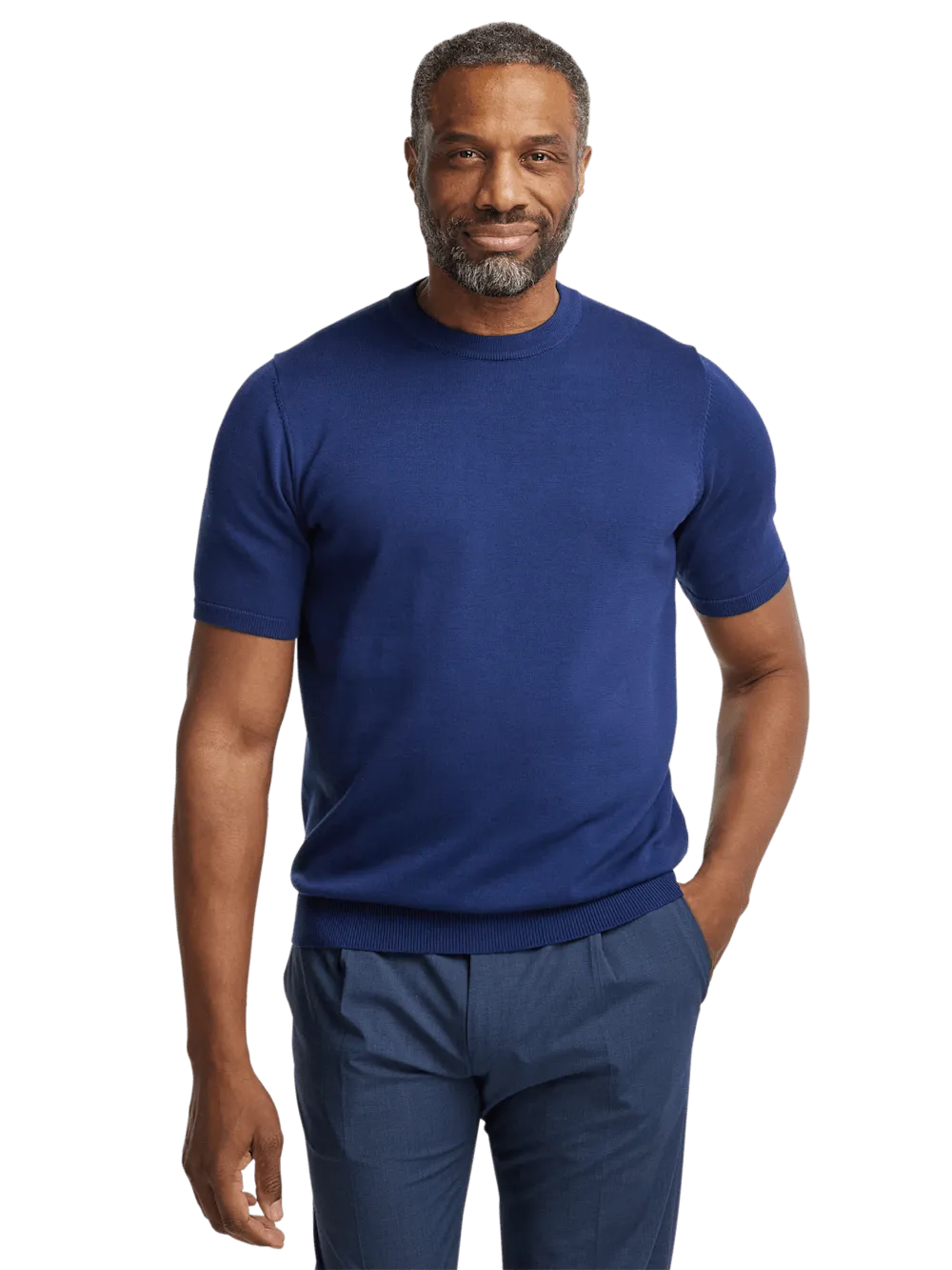 Supima Cotton Crew Neck Sweater - Navy