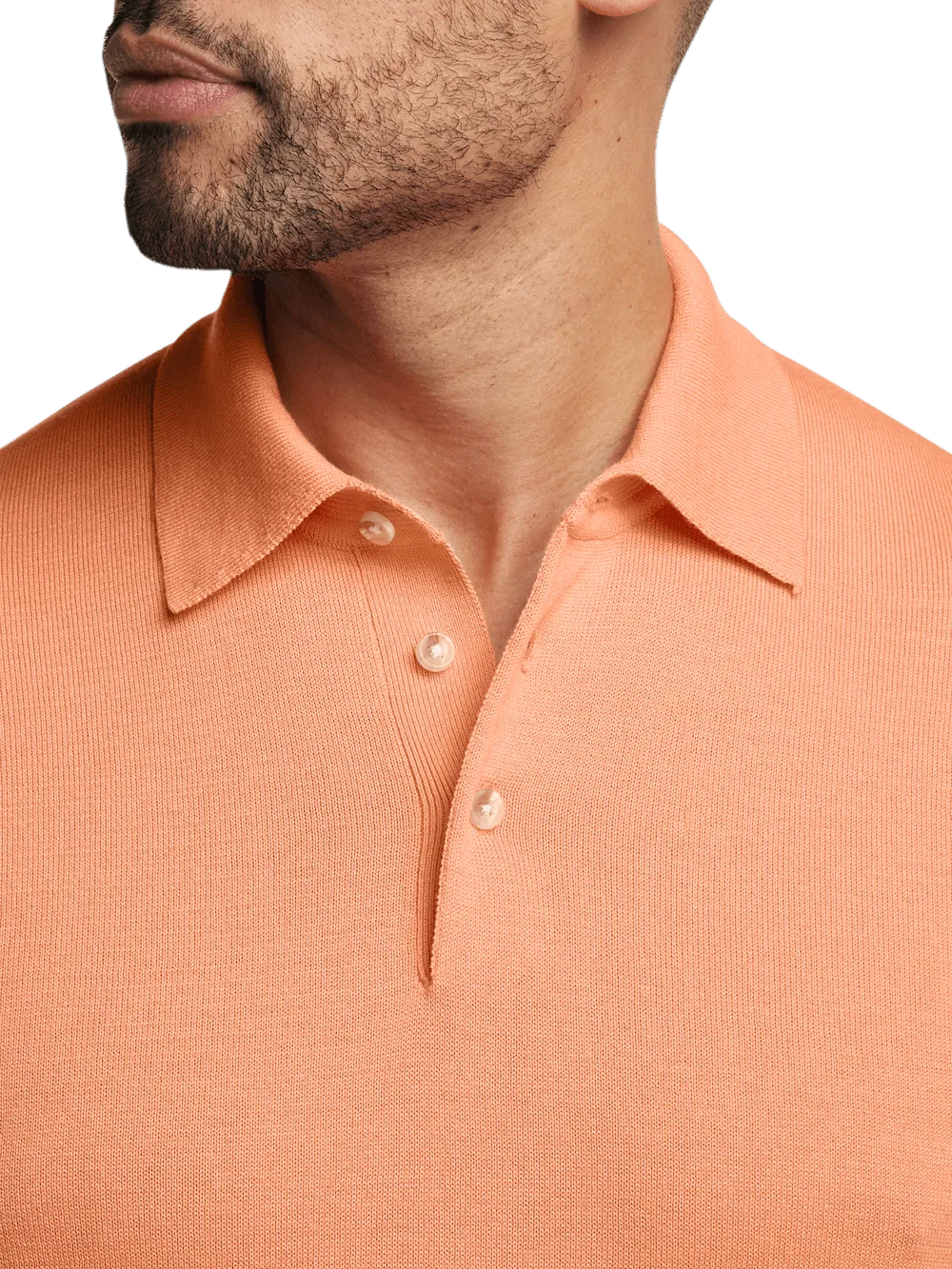 Supima Cotton Three Button Polo - Coral