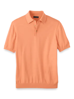 Supima Cotton Three Button Polo - Coral