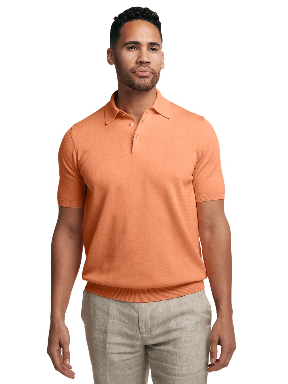 Supima Cotton Three Button Polo - Coral