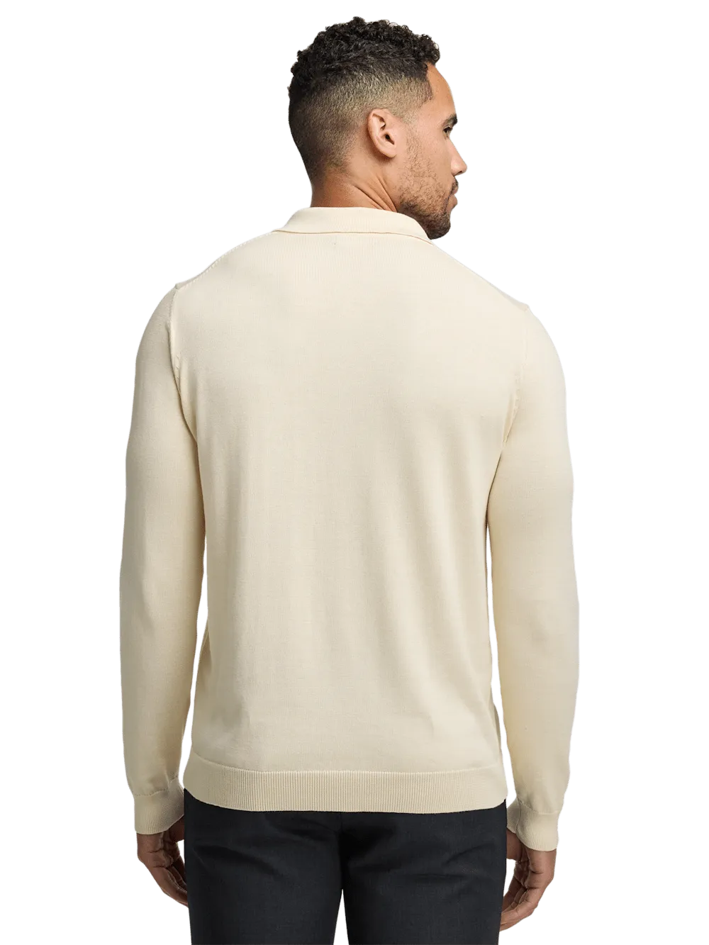 Supima Cotton Three Button Polo - Ivory