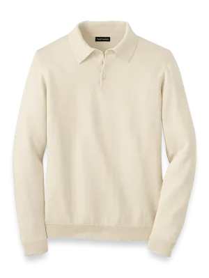 Supima Cotton Three Button Polo - Ivory