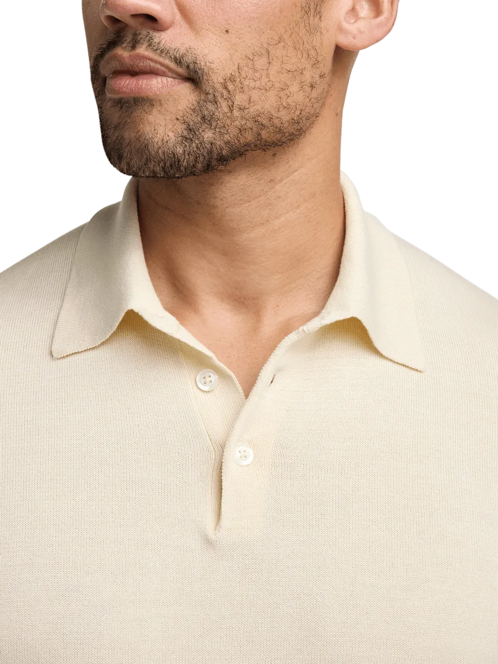 Supima Cotton Three Button Polo - Ivory