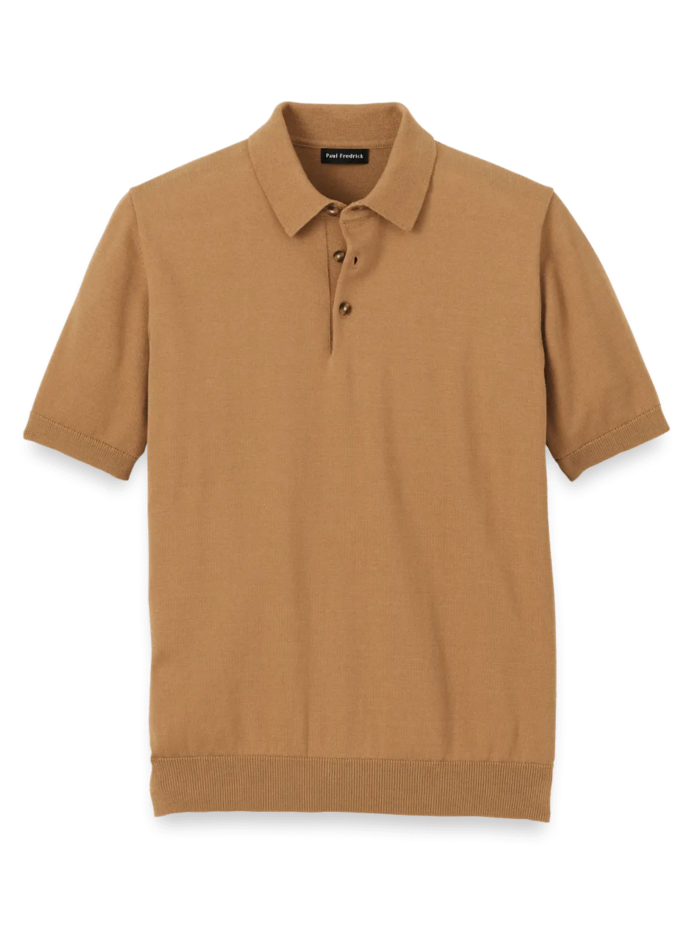 Supima Cotton Three Button Polo - Light Brown