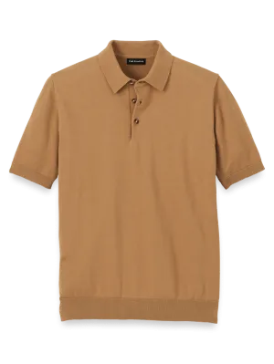 Supima Cotton Three Button Polo - Light Brown