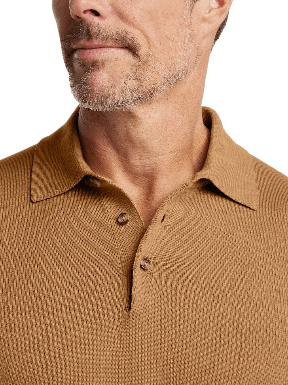 Supima Cotton Three Button Polo - Light Brown
