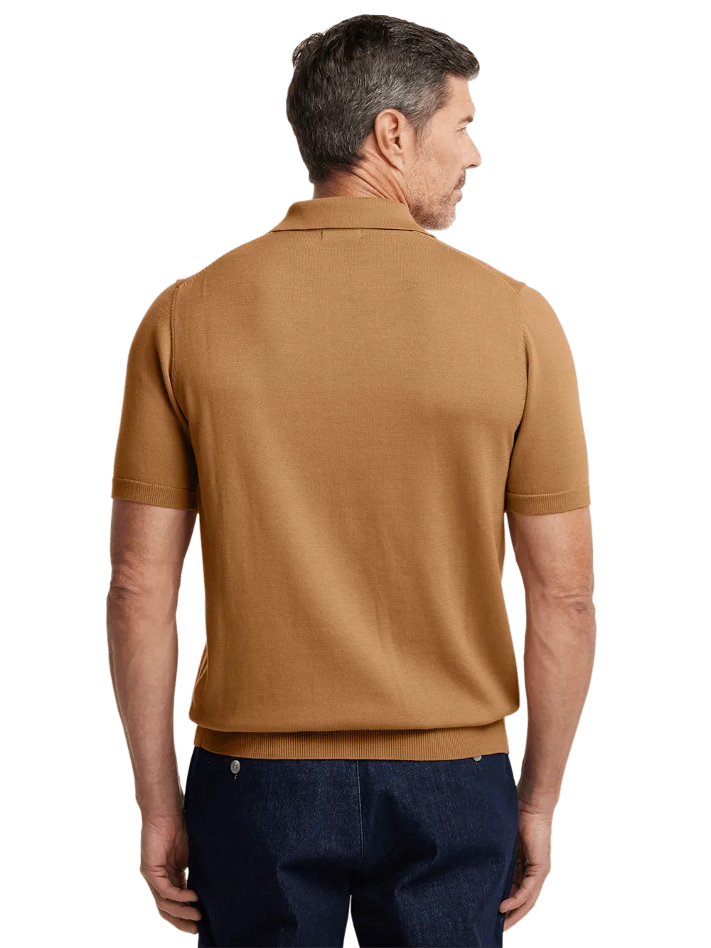 Supima Cotton Three Button Polo - Light Brown