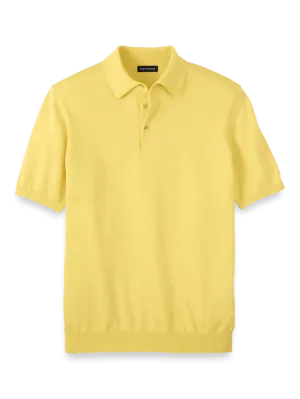 Supima Cotton Three Button Polo - Light Yellow