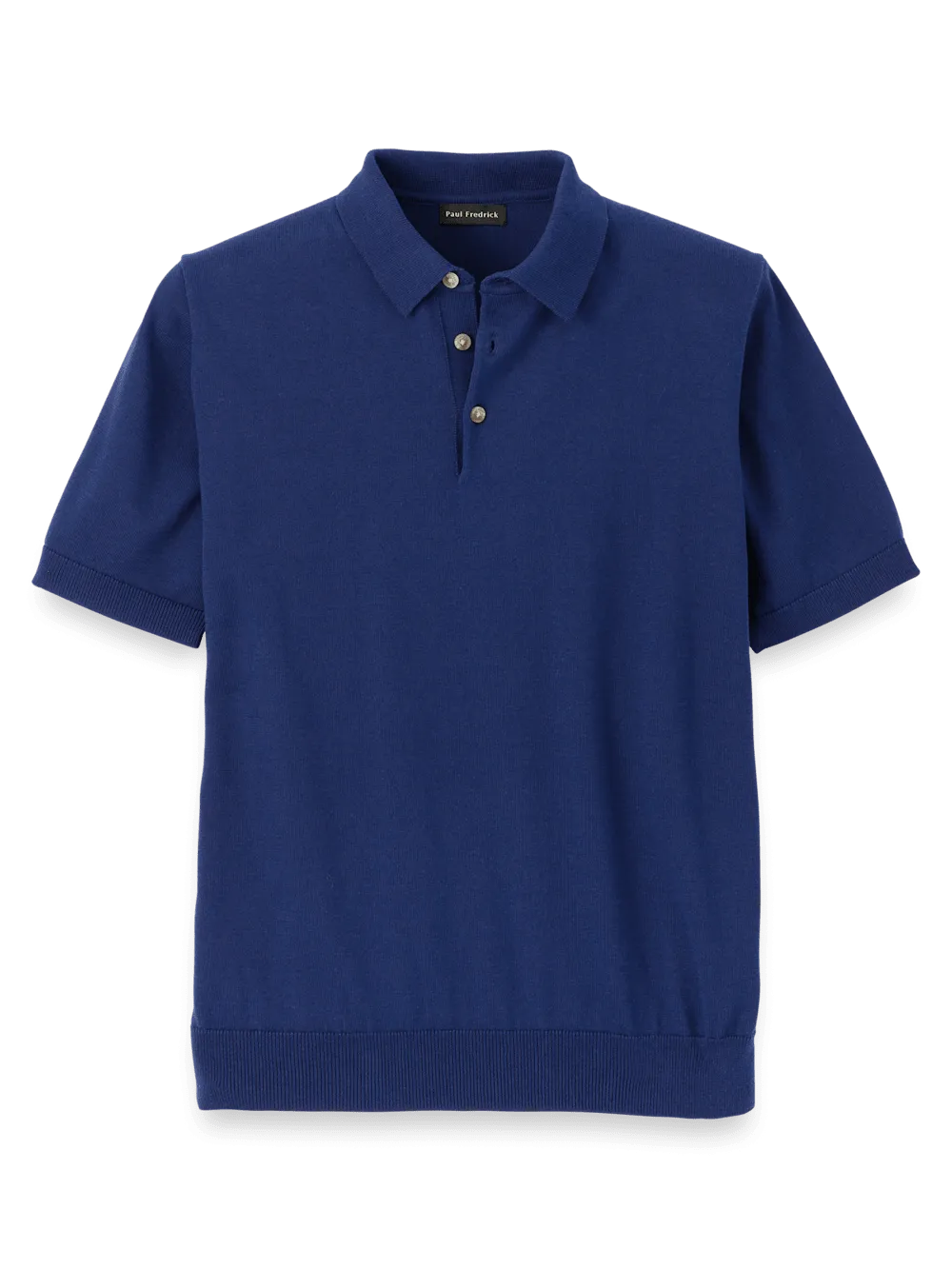Supima Cotton Three Button Polo - Navy