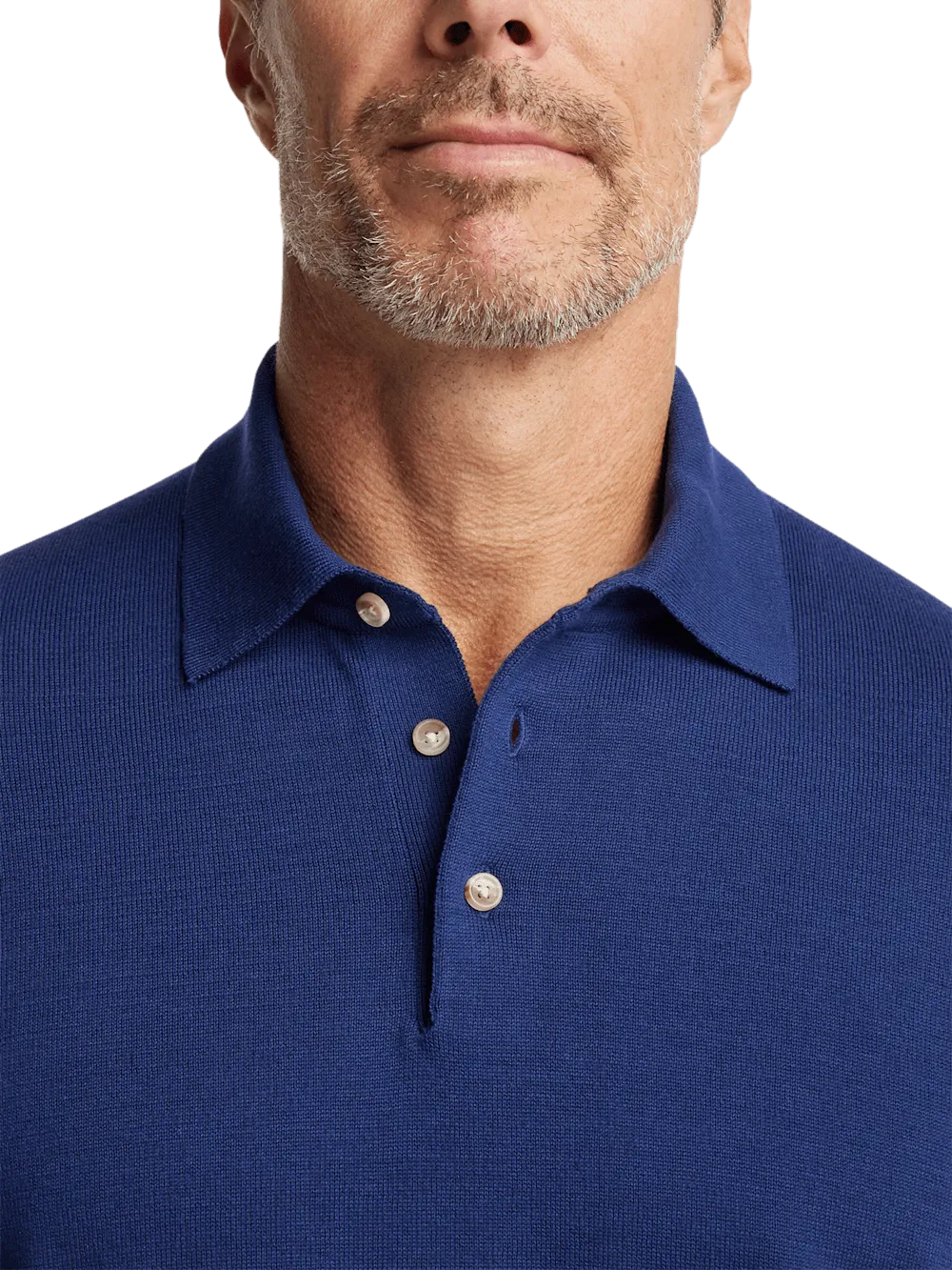Supima Cotton Three Button Polo - Navy