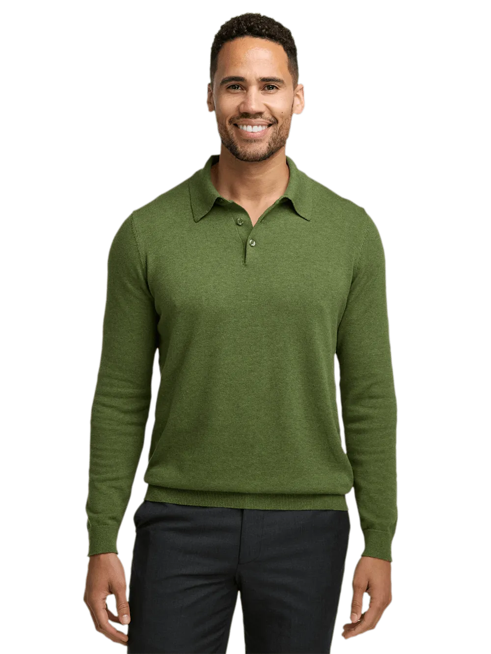 Supima Cotton Three Button Polo - Olive