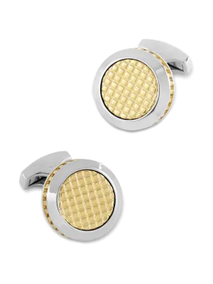 Textured Circle Cufflink - Gold/silver