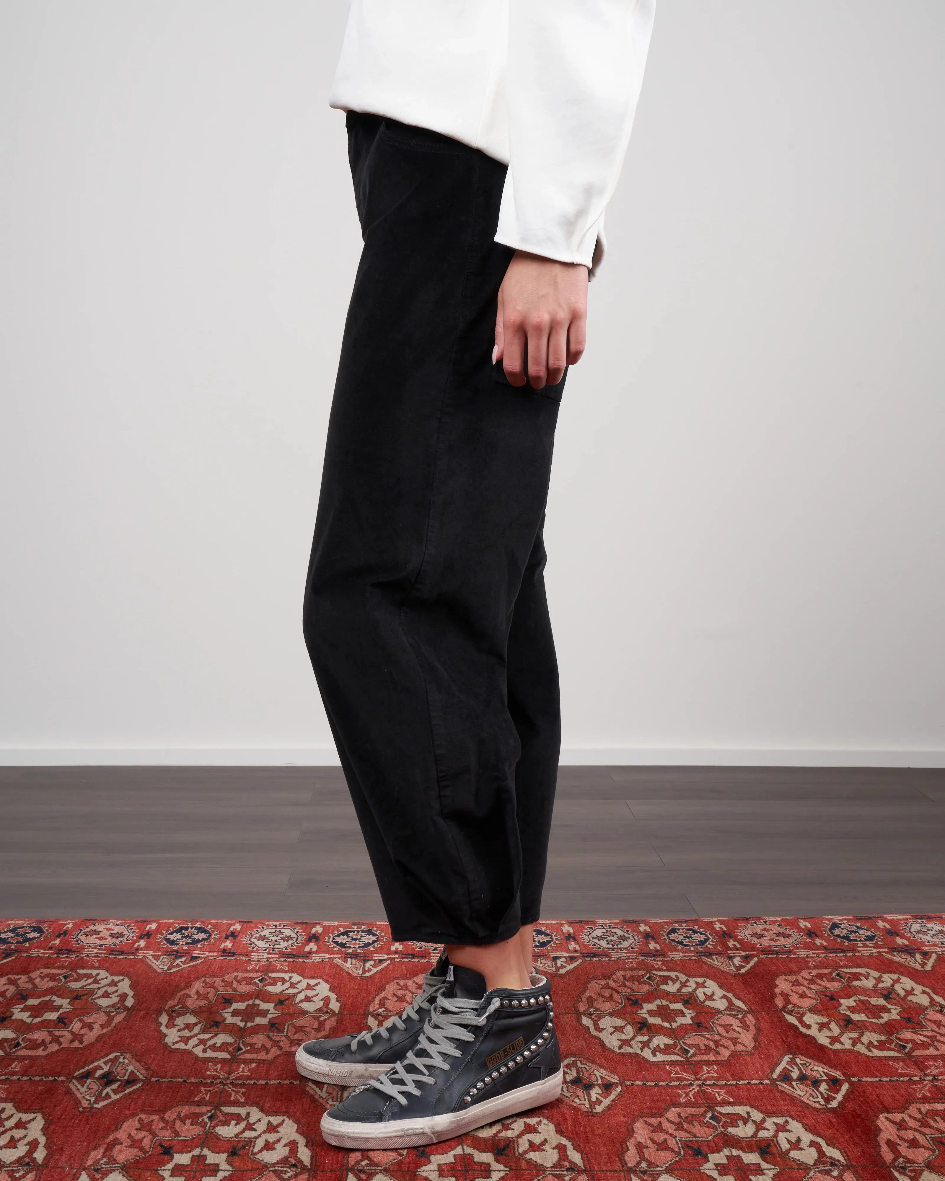Tibi Brancusi Mid-rise Stretch Velvet Tapered Pants Black Sz 28 NWT
