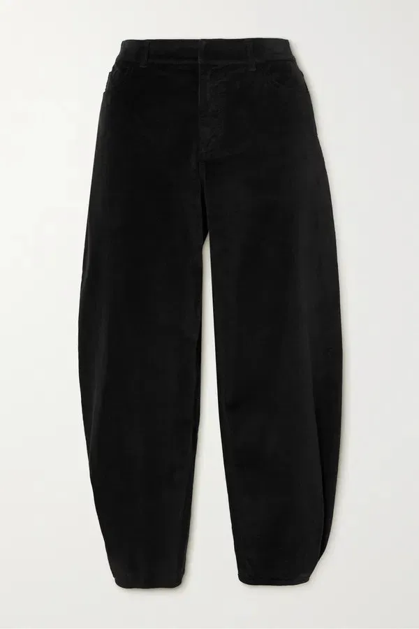Tibi Brancusi Mid-rise Stretch Velvet Tapered Pants Black Sz 28 NWT