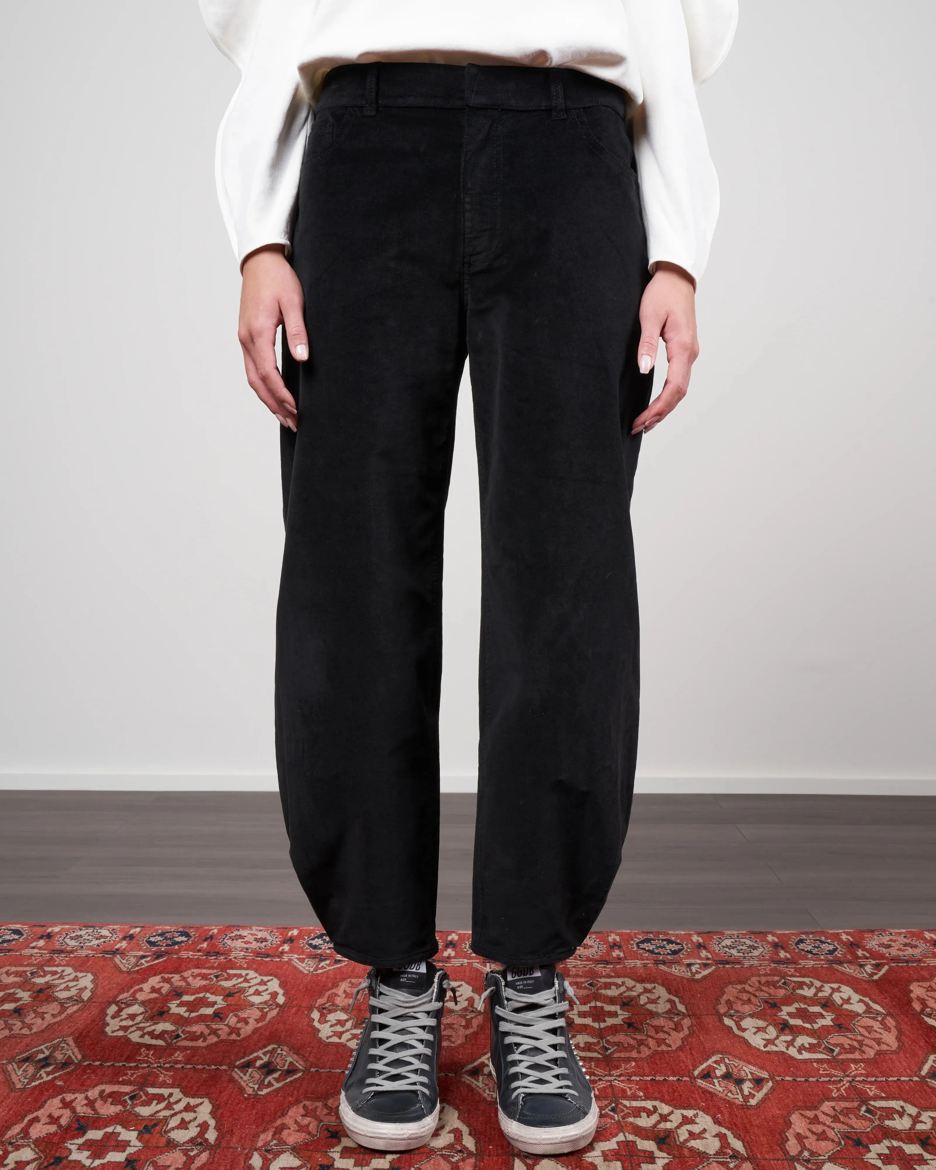 Tibi Brancusi Mid-rise Stretch Velvet Tapered Pants Black Sz 28 NWT