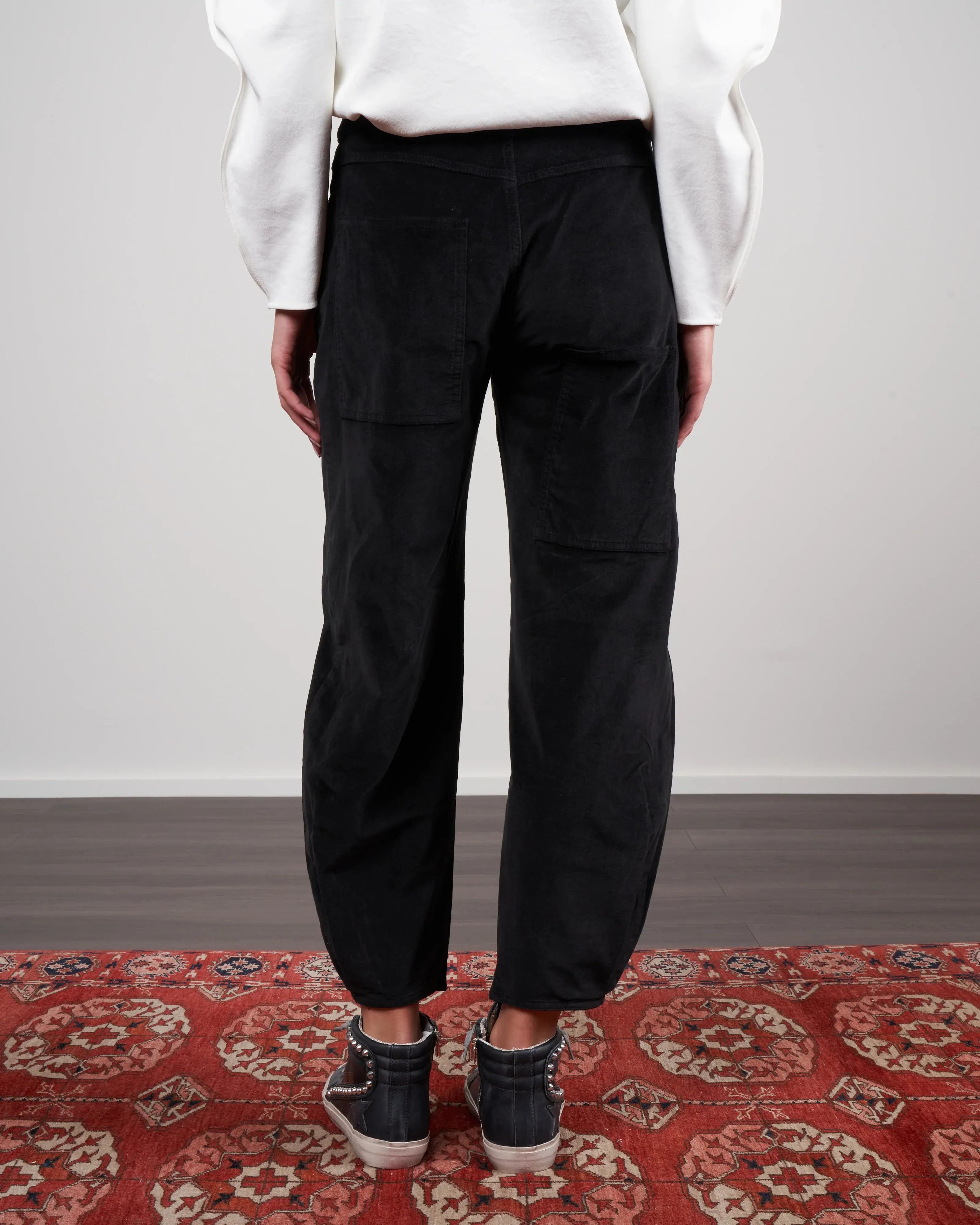 Tibi Brancusi Mid-rise Stretch Velvet Tapered Pants Black Sz 28 NWT