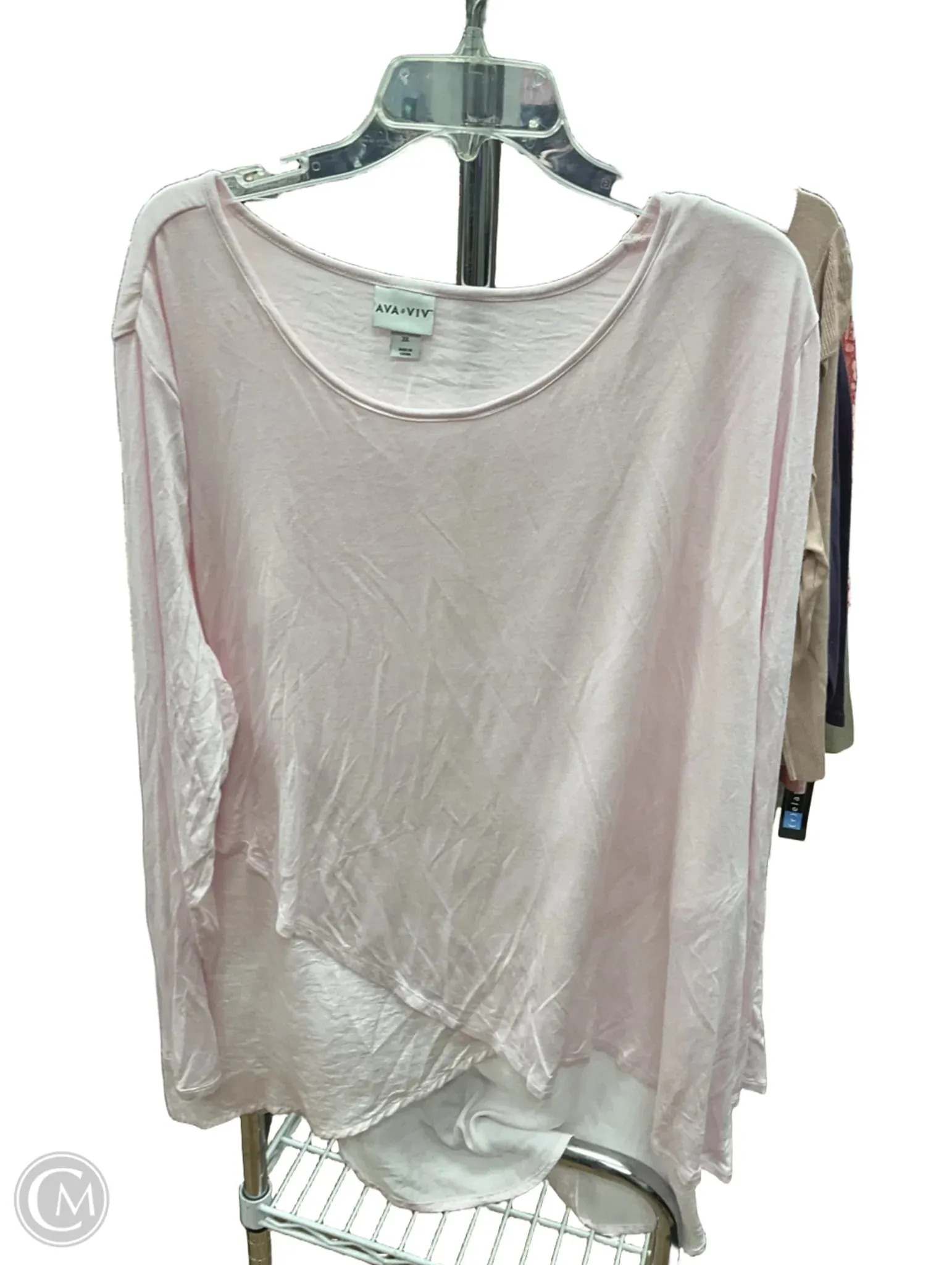 Top Long Sleeve By Ava & Viv In Pink, Size: 3x