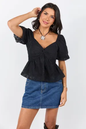 Twist On Things Black Bust Lace Blouse