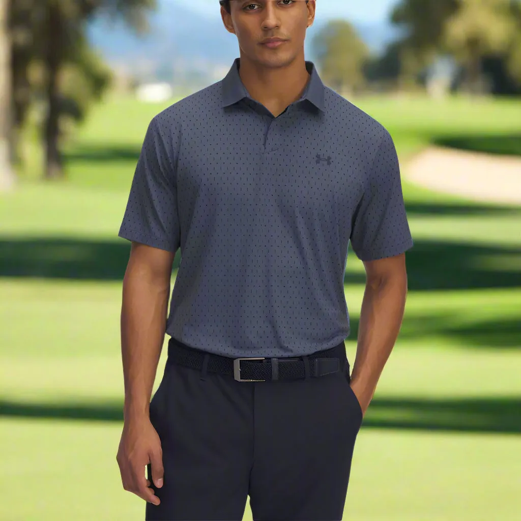 Under Armour Drive Chill Printed Polo Shirt - Downpour Grey/White/Midnight Navy