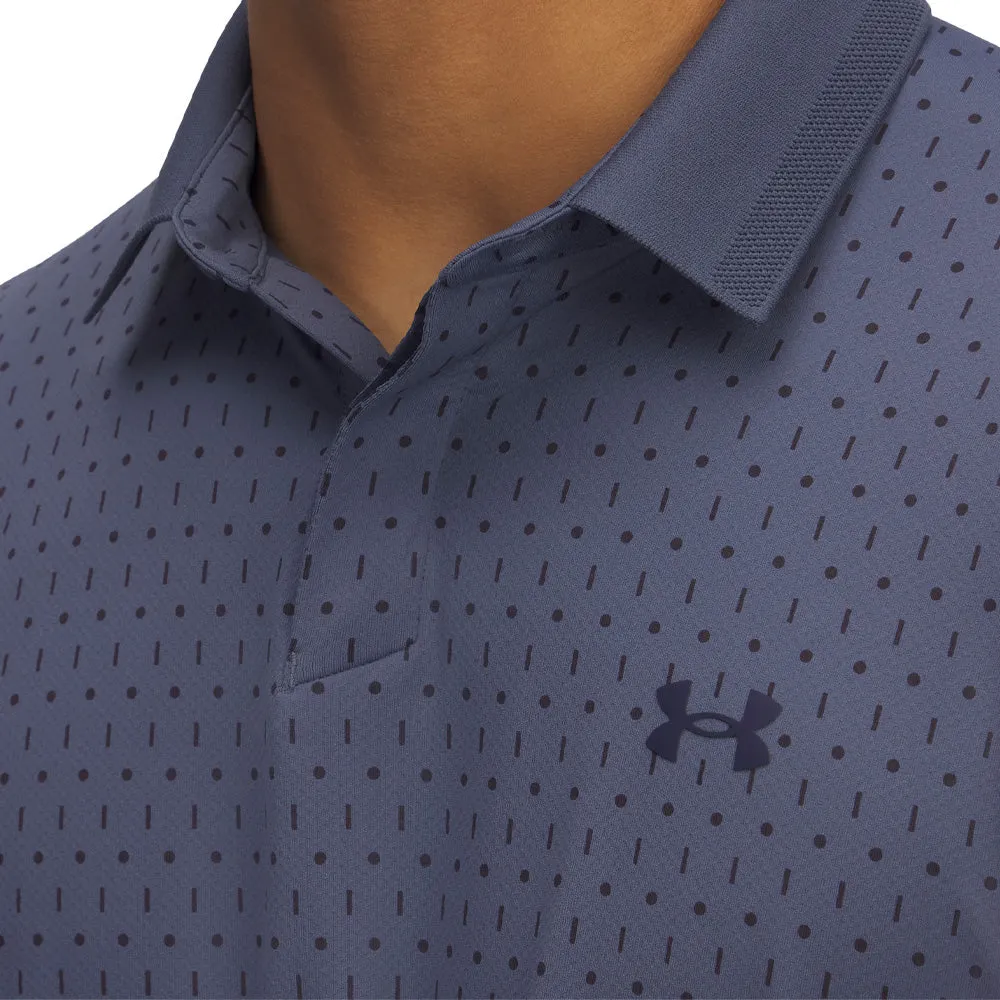 Under Armour Drive Chill Printed Polo Shirt - Downpour Grey/White/Midnight Navy