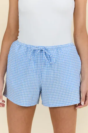 United In Love Blue Gingham Pull On Shorts