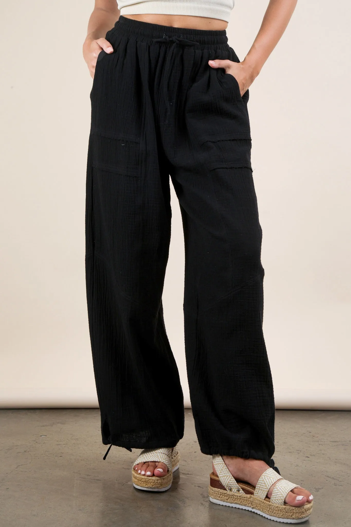 VeryJ Wide Leg Gauze Pants