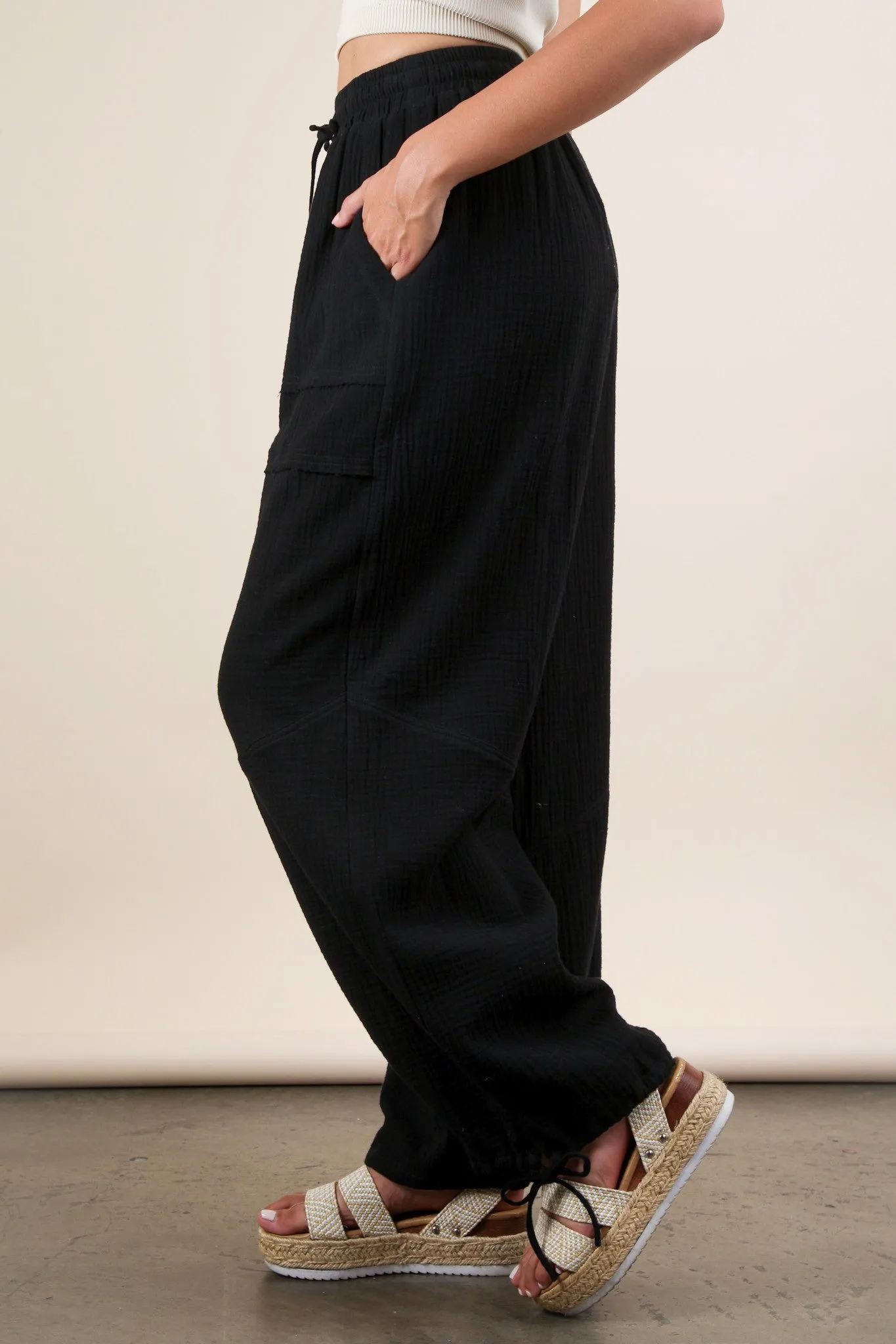 VeryJ Wide Leg Gauze Pants