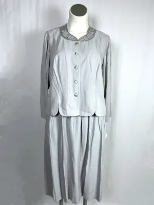 Vintage Jessica Howard Size 20WP Silver Applique Skirt Set NWT