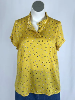 Vintage ModCloth Size 2X (18/20) Yellow & Navy Blouse